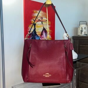Coach Brick Red Pebbled Leather Shoulder Bag 14.5”x 11.75”x 3.25” 2020 EUC